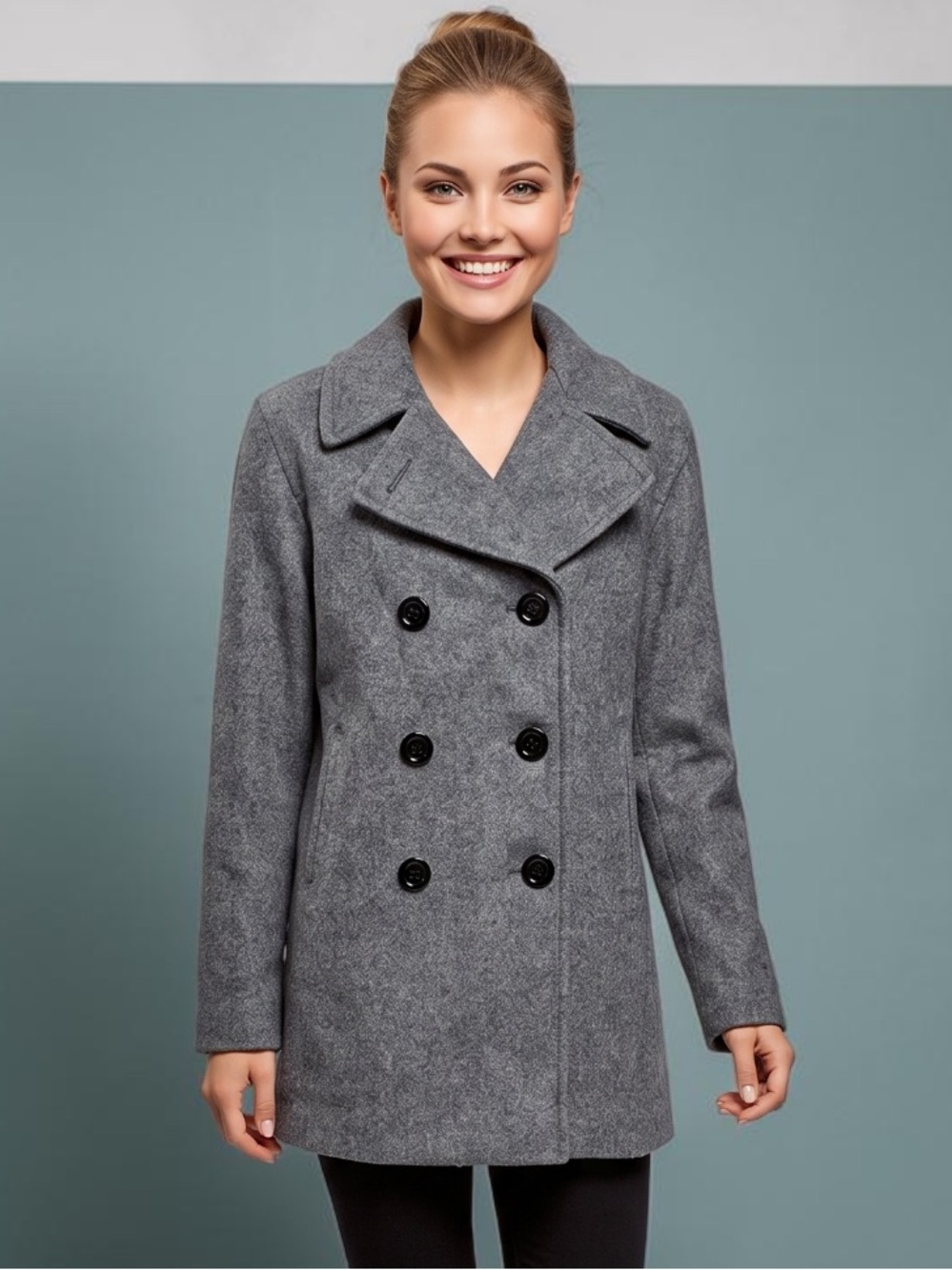 🌻Vintage Marvin Richards Y2K Gray Wool Blend Peacoat – Size 14
